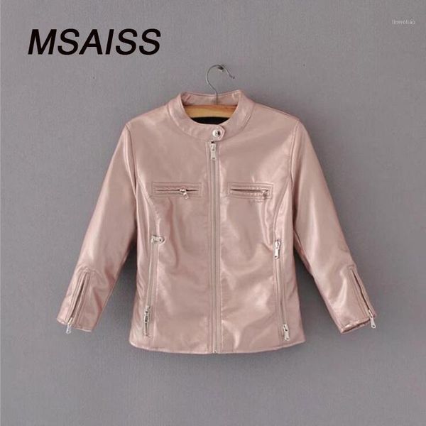 msaiss faux leather jacket women o-neck zipper casual jacket female short coat1, Black
msaiss faux leather jacket women o-neck zipper casual jacket female short coat1, Black