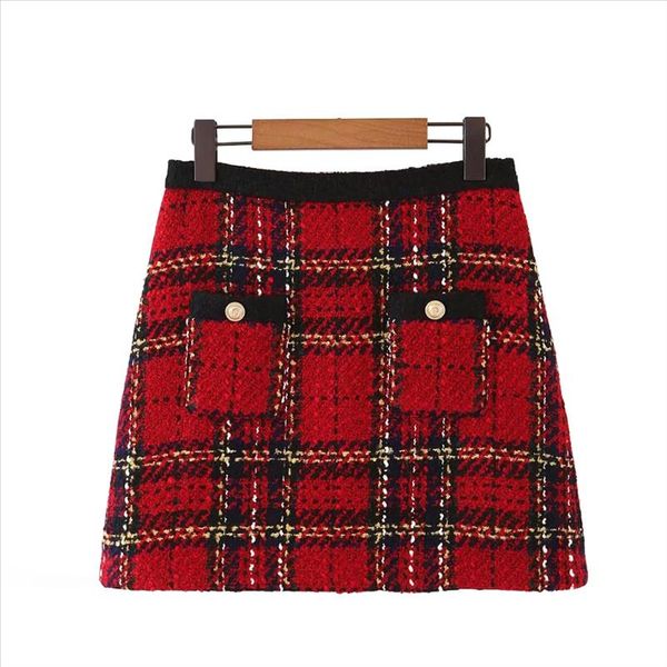 red vintage women tweed mini skirts 2021 winter fashion ladies plaid skirt female patchwork falda girls high waist skirts chic, Black
red vintage women tweed mini skirts 2021 winter fashion ladies plaid skirt female patchwork falda girls high waist skirts chic, Black