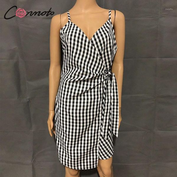 conmoto 2019 women summer spaghetti v neck short dress girl high street plaid wrap dress female casual holiday beach vestidos1, Black;gray
conmoto 2019 women summer spaghetti v neck short dress girl high street plaid wrap dress female casual holiday beach vestidos1, Black;gray