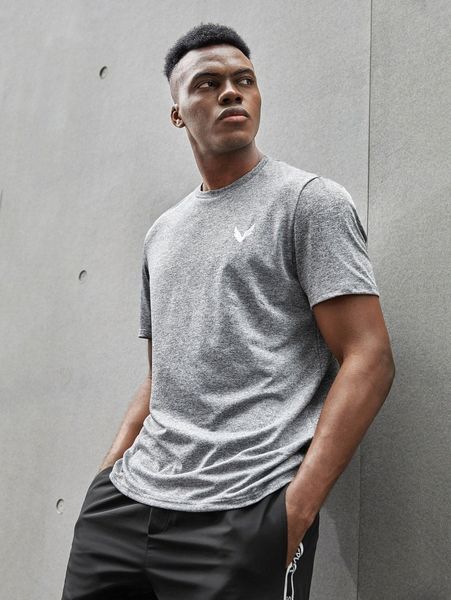 men bird print marled knit tee w8gb#, White;black