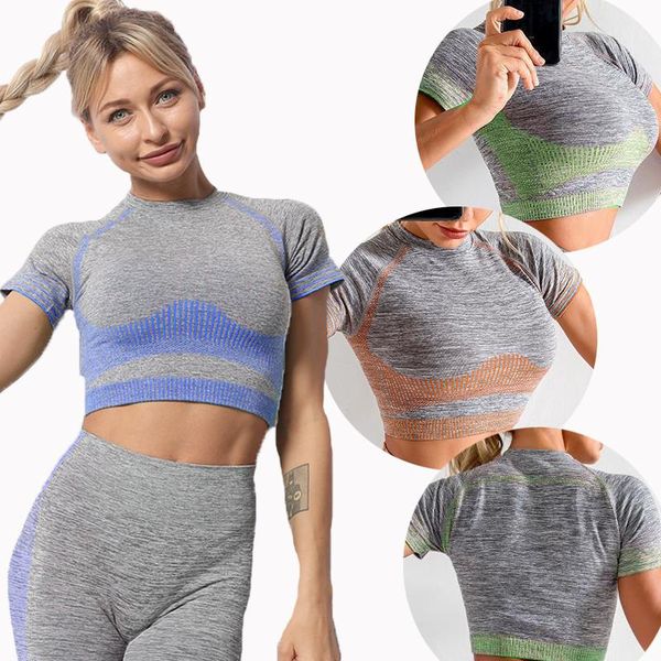 pure color seamless yoga shirt ladies fitness short sleeve crop fitness gym clothes sportswear running t-shirt, White;red
pure color seamless yoga shirt ladies fitness short sleeve crop fitness gym clothes sportswear running t-shirt, White;red