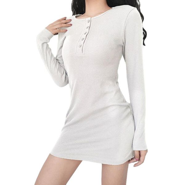 casual dresses women fashion long sleeve buttons dress stylish solid color for ladies female, Black;gray
casual dresses women fashion long sleeve buttons dress stylish solid color for ladies female, Black;gray