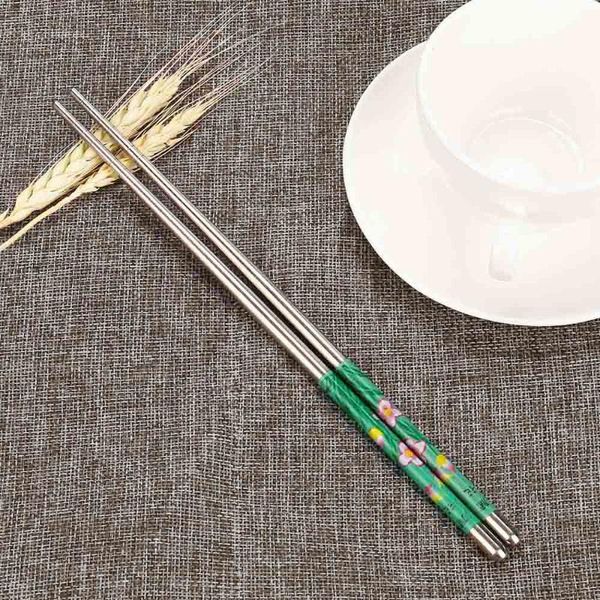 new 1 pair stainless steel chopsticks length white flower patters sticks portable reusable chopsticks chinese 23 cm 819
new 1 pair stainless steel chopsticks length white flower patters sticks portable reusable chopsticks chinese 23 cm 819