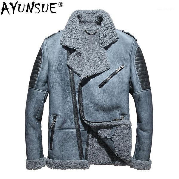 men's leather & faux ayunsue men's jacket winter genuine real sheepskin coat for men natural wool fur blouson cuir homme kj14141, Black
men's leather & faux ayunsue men's jacket winter genuine real sheepskin coat for men natural wool fur blouson cuir homme kj14141, Black