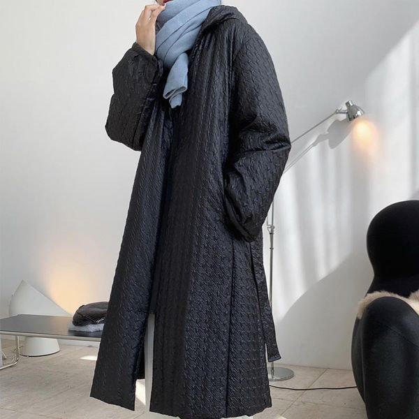 women's down & parkas winter cotton clothes casual solid color belt decoration long loose hooded, Black
women's down & parkas winter cotton clothes casual solid color belt decoration long loose hooded, Black