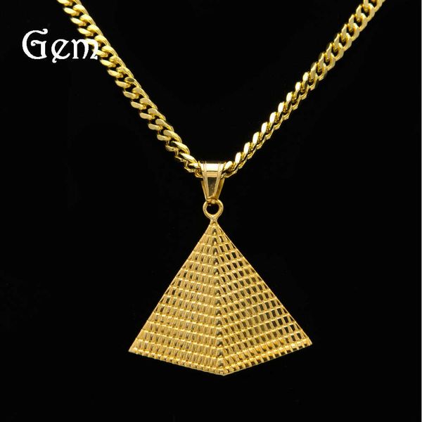 hip hop cool fashion jewelry titanium steel golden triangle egyptian pyramid pendant 5mm gold plated cuban chain, Silver
hip hop cool fashion jewelry titanium steel golden triangle egyptian pyramid pendant 5mm gold plated cuban chain, Silver