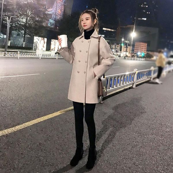 2021 women autumn winter vintage wool outwear lady double breasted long sleeve mid-long jacket female casual oversize coats f268, Black
2021 women autumn winter vintage wool outwear lady double breasted long sleeve mid-long jacket female casual oversize coats f268, Black