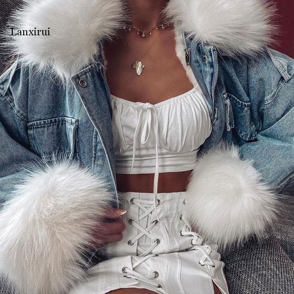 autumn winter women demin jacket coat faux fur collar fleece thick warm famale jackets drawstring tunic loose lady, White
autumn winter women demin jacket coat faux fur collar fleece thick warm famale jackets drawstring tunic loose lady, White
