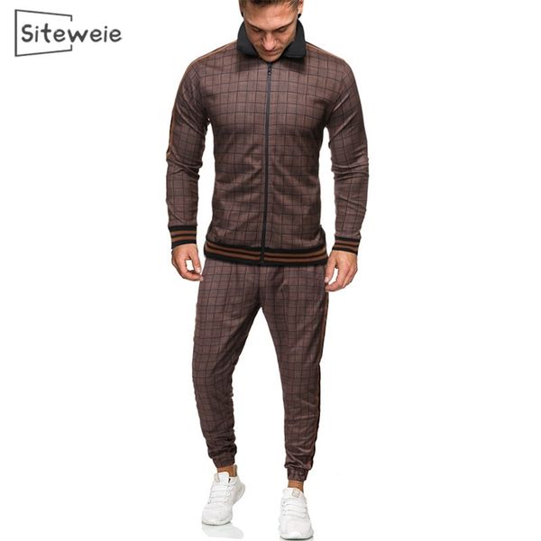siteweie tracksuit men spring autumn sportswear casual 2 piece sets men plaid outdoor sport clothing men's jacket pants set l416 201109, Gray
siteweie tracksuit men spring autumn sportswear casual 2 piece sets men plaid outdoor sport clothing men's jacket pants set l416 201109, Gray