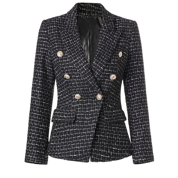 s-xxl 2020 autumn/winter new fashion blended woolen fabric check double breasted slim long sleeve women's blazer, White;black
s-xxl 2020 autumn/winter new fashion blended woolen fabric check double breasted slim long sleeve women's blazer, White;black