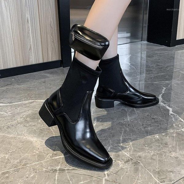 bag square toe 2021 new women ankle boots straps pocket stretch sock boots female chunky heel short booties winter botas mujer1, Black
bag square toe 2021 new women ankle boots straps pocket stretch sock boots female chunky heel short booties winter botas mujer1, Black