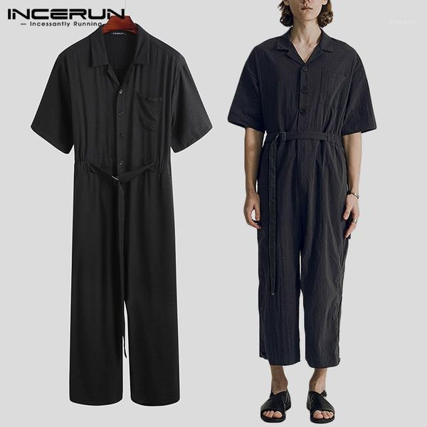 incerun 2020 fashion men jumpsuit button loose streetwear shortsleeve casual solid cargo overalls pants chic mens rompers s-5xl1, Black
incerun 2020 fashion men jumpsuit button loose streetwear shortsleeve casual solid cargo overalls pants chic mens rompers s-5xl1, Black