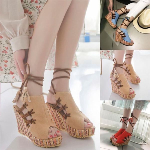 dress shoes woman high heels fashion women bohemian ethnic style shoe open toe color velvet wedge heel strap lace up sandals, Black
dress shoes woman high heels fashion women bohemian ethnic style shoe open toe color velvet wedge heel strap lace up sandals, Black