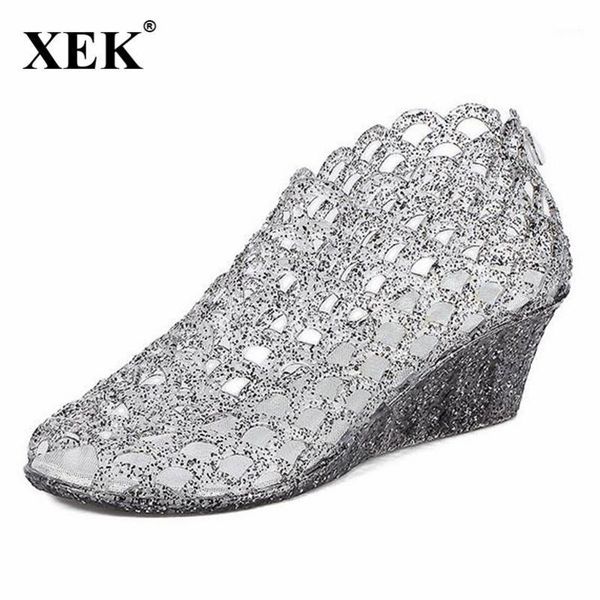 2020 glitter women gladiator sandals wedge peep toe summer transparent beach women's ladies jelly shoes jdd771, Black
2020 glitter women gladiator sandals wedge peep toe summer transparent beach women's ladies jelly shoes jdd771, Black