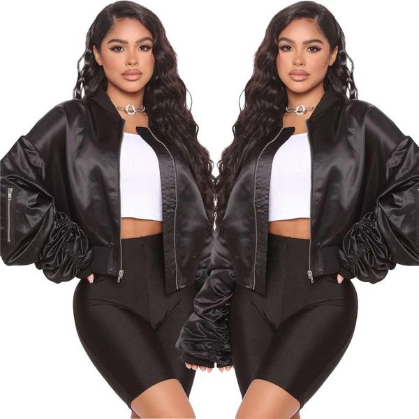 women's jackets women fashion casual long sleeve ruched zipper coat stylish streetwear solid color stand collar clothing for, Black;brown
women's jackets women fashion casual long sleeve ruched zipper coat stylish streetwear solid color stand collar clothing for, Black;brown