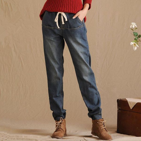 trousers plus thick velvet warm straight denim jeans leggings elastic waist winter jeans pants loose women's harem pants, Blue
trousers plus thick velvet warm straight denim jeans leggings elastic waist winter jeans pants loose women's harem pants, Blue