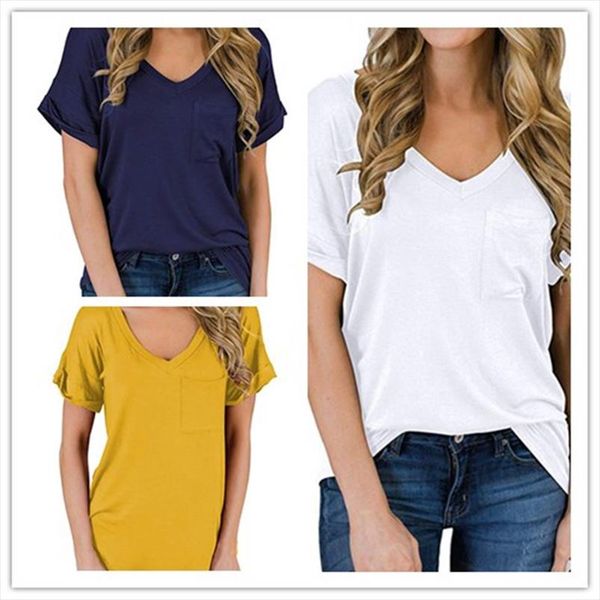 24 colors summer women t shirt 2020 casual pocket short sleeve v neck white t shirt plus size ladies street black
24 colors summer women t shirt 2020 casual pocket short sleeve v neck white t shirt plus size ladies street black