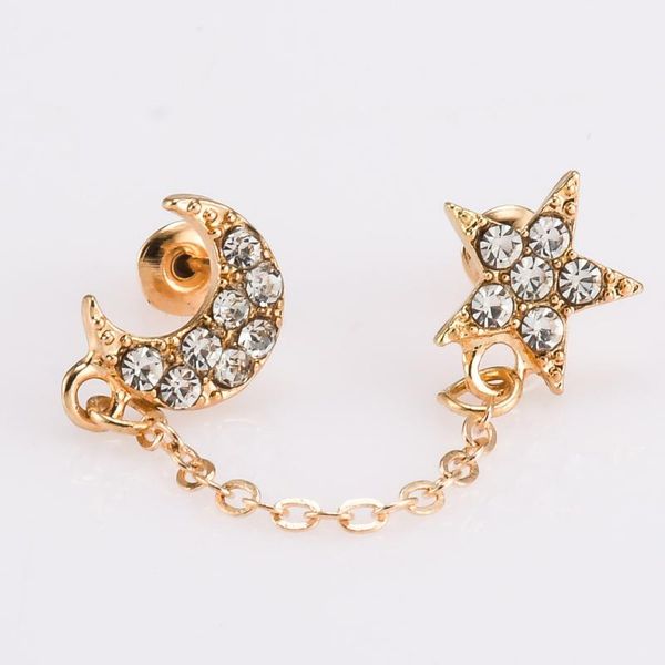moon star chain in ear hole stud earrings full crystal double chain gold color pendientes earing for women jewelry accessories, Golden;silver
moon star chain in ear hole stud earrings full crystal double chain gold color pendientes earing for women jewelry accessories, Golden;silver