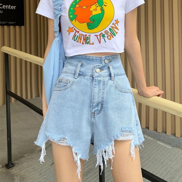 women's jeans women high waist denim shorts blue cotton frayed hem loose design side pockets irregular cut short
women's jeans women high waist denim shorts blue cotton frayed hem loose design side pockets irregular cut short