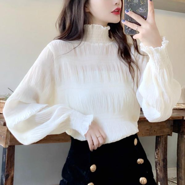 lantern office turtlneck elegant sleeve chiffon lady chic women korean blouse 2020 autumn women's clothing, White
lantern office turtlneck elegant sleeve chiffon lady chic women korean blouse 2020 autumn women's clothing, White