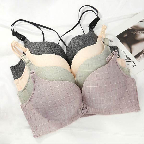 women's girl no steel ring gathered underwear plaid print 3/4 cup front buckle adjustable shoulder strap bra, Red;black
women's girl no steel ring gathered underwear plaid print 3/4 cup front buckle adjustable shoulder strap bra, Red;black