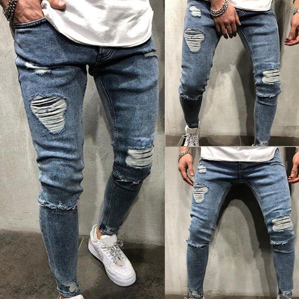 knee hole ripped jeans men skinny blue high street style slim casual men pants trousers biker jeans clothing
knee hole ripped jeans men skinny blue high street style slim casual men pants trousers biker jeans clothing