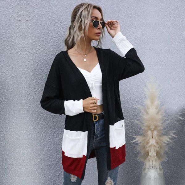 2020 autumn and winter retro sweater jacket v-neck stitching long-sleeved cardigan knitted sweater jacket women, White
2020 autumn and winter retro sweater jacket v-neck stitching long-sleeved cardigan knitted sweater jacket women, White