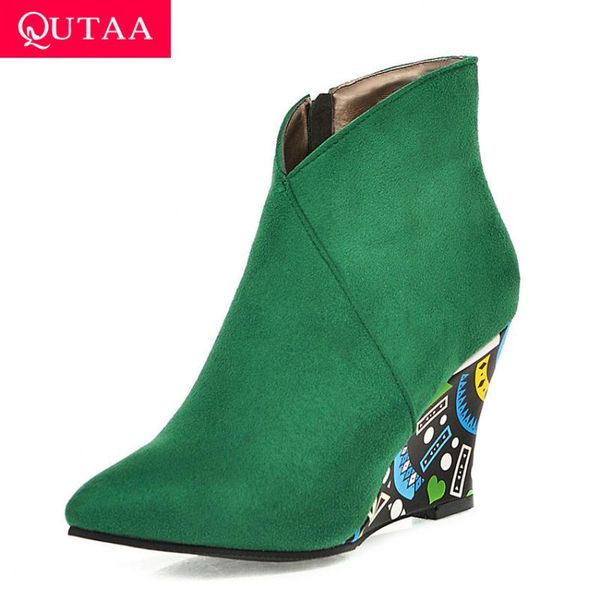 QUTAA 2020 Scrub Pointed Toe Fashion Autumn Winter Women Shoes Warm Fur Wedge High Heel Zipper All Match Ankle Boots Size 34-43, Black
QUTAA 2020 Scrub Pointed Toe Fashion Autumn Winter Women Shoes Warm Fur Wedge High Heel Zipper All Match Ankle Boots Size 34-43, Black