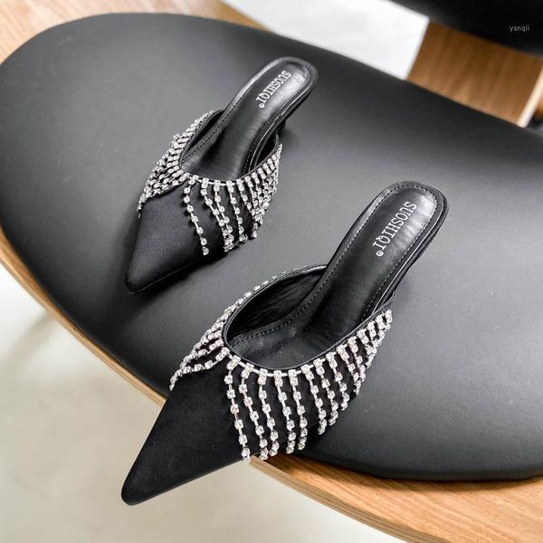 slippers deat 2021 spring summer fashion casual baotou pointed tassel rhinestone thin high heel half shoes women se7921, Black
slippers deat 2021 spring summer fashion casual baotou pointed tassel rhinestone thin high heel half shoes women se7921, Black