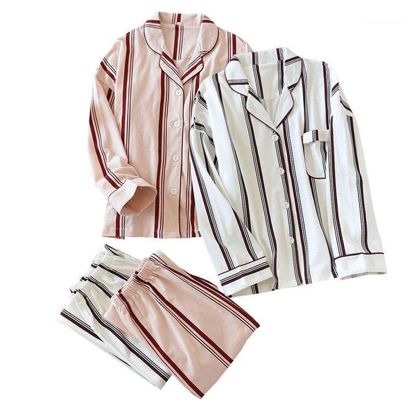 women's sleepwear 2021 ladies wide striped turn-down collar pajamas set comfort large size loose women casual wear spring and autumn ho, Black;red
women's sleepwear 2021 ladies wide striped turn-down collar pajamas set comfort large size loose women casual wear spring and autumn ho, Black;red