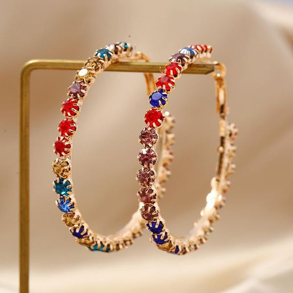 hoop & huggie fashionable 60mm large round earrings colored crystals design ear jewelry for women, Golden;silver
hoop & huggie fashionable 60mm large round earrings colored crystals design ear jewelry for women, Golden;silver