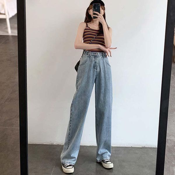 women's jeans the loose-fitting spring/summer 2021 adjust high-waisted straight barrel show thin drag pants wide-legged, Blue
women's jeans the loose-fitting spring/summer 2021 adjust high-waisted straight barrel show thin drag pants wide-legged, Blue