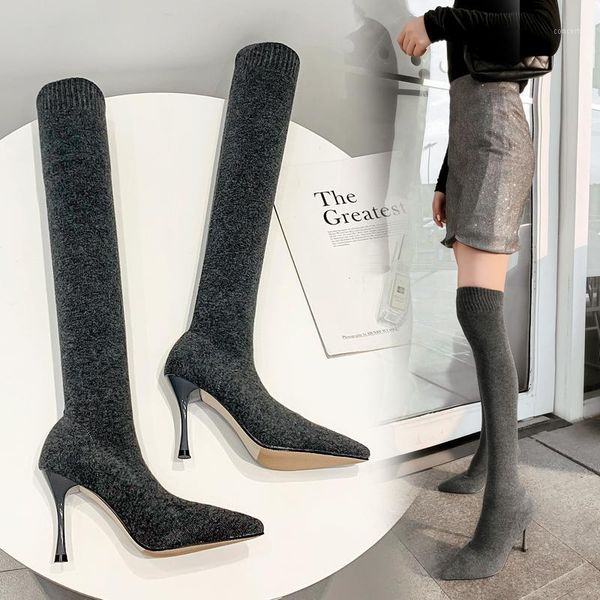 women 2020 yarn elastic over the knee sock boots stripper 9cm high heels stretch fabric long boots thigh high shoes1, Black
women 2020 yarn elastic over the knee sock boots stripper 9cm high heels stretch fabric long boots thigh high shoes1, Black