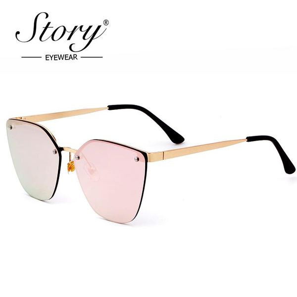 sunglasses story brand designer women pink rimless cat eye coating mirrored fashion sun glasses for female pr, White;black
sunglasses story brand designer women pink rimless cat eye coating mirrored fashion sun glasses for female pr, White;black