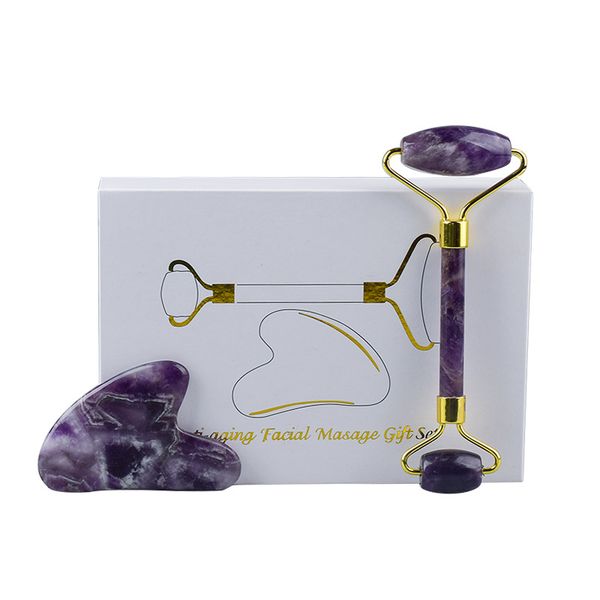 natural amethyst jade roller facial massager slimming face roller lifting tool gua sha stone skin massage beauty care set box
natural amethyst jade roller facial massager slimming face roller lifting tool gua sha stone skin massage beauty care set box