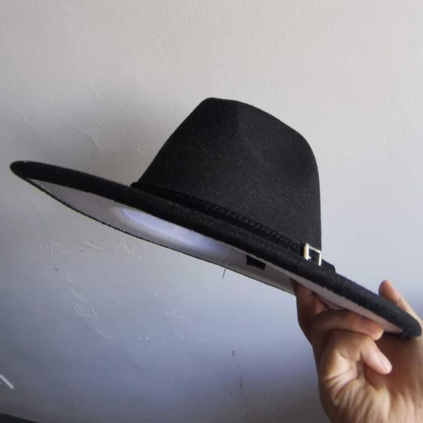 wide brim hats qbhat black white patchwork wool felt jazz fedora with belt buckle vintage fashion men women panama cowboy cap, Blue;gray
wide brim hats qbhat black white patchwork wool felt jazz fedora with belt buckle vintage fashion men women panama cowboy cap, Blue;gray