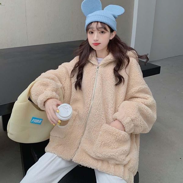 femme autumn winter faux fur furry coat women's korean loose lambswool zipper warm plush fur hoodie kawaii jacket vestidos, Black
femme autumn winter faux fur furry coat women's korean loose lambswool zipper warm plush fur hoodie kawaii jacket vestidos, Black