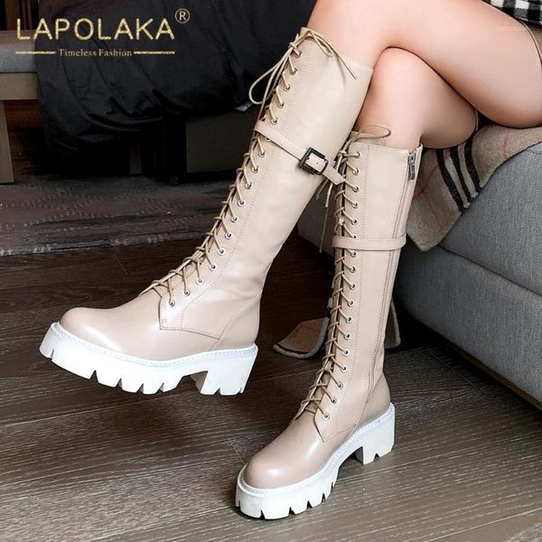 lapolaka new arrivals genuine leather belt buckle platform motorcycle boots non-slip side zipper british style knight boots1, Black
lapolaka new arrivals genuine leather belt buckle platform motorcycle boots non-slip side zipper british style knight boots1, Black