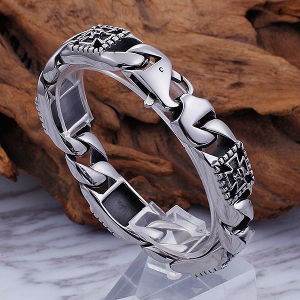 link, chain 2021 est male solid stainless steel cross skull skeleton bracelet 16mm 9.2'' heavy 92g, Black
link, chain 2021 est male solid stainless steel cross skull skeleton bracelet 16mm 9.2'' heavy 92g, Black