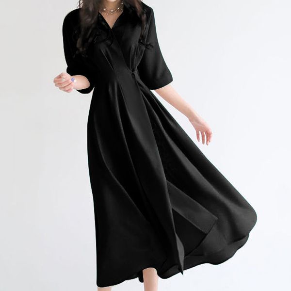 2021 new elegant solid down collar one-piece dress korean female clothes new summer office lady work dresses women kb1u, Black;gray
2021 new elegant solid down collar one-piece dress korean female clothes new summer office lady work dresses women kb1u, Black;gray