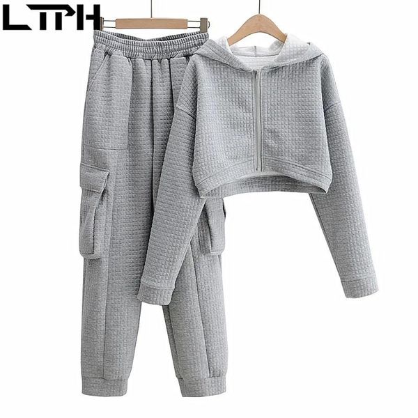 women's tracksuits ltph loose casual plaid women tracksuit 2 piece set short zipper hoodies sweatshirt thicken pants sets 2021 winter, Gray
women's tracksuits ltph loose casual plaid women tracksuit 2 piece set short zipper hoodies sweatshirt thicken pants sets 2021 winter, Gray