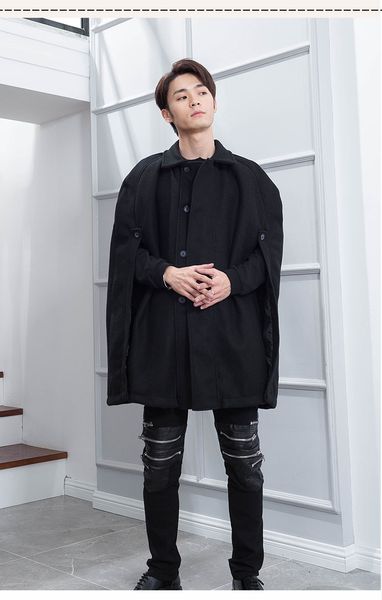 cloak two battle tent coat personality bat shirt coat men's trendy hip-hop mid-length coat shawl winter lapel, Black
cloak two battle tent coat personality bat shirt coat men's trendy hip-hop mid-length coat shawl winter lapel, Black