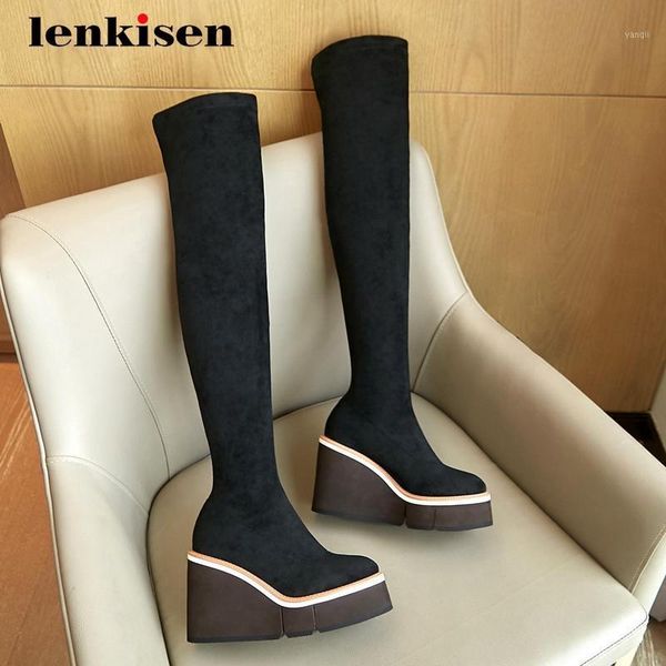 boots lenkisen riding flock wedges platform round toe super heel slip on stretch cozy over-the-knee l7f11, Black
boots lenkisen riding flock wedges platform round toe super heel slip on stretch cozy over-the-knee l7f11, Black