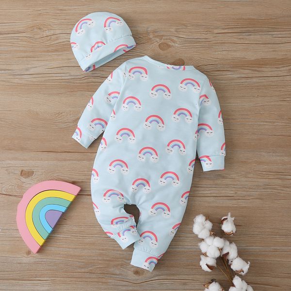 fashion striped rainbow print baby girl romper toddler long sleeve cotton newborn jumpsuit playsuit and hat outfits clothes set lj201223, White
fashion striped rainbow print baby girl romper toddler long sleeve cotton newborn jumpsuit playsuit and hat outfits clothes set lj201223, White