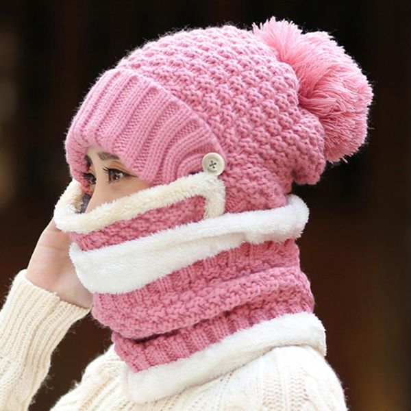 cycling caps & masks 3 pcs/set winter women hats with breathing mask 2in1 knitted cap girl pompoms hat warm plush lined neck scarf, Black
cycling caps & masks 3 pcs/set winter women hats with breathing mask 2in1 knitted cap girl pompoms hat warm plush lined neck scarf, Black