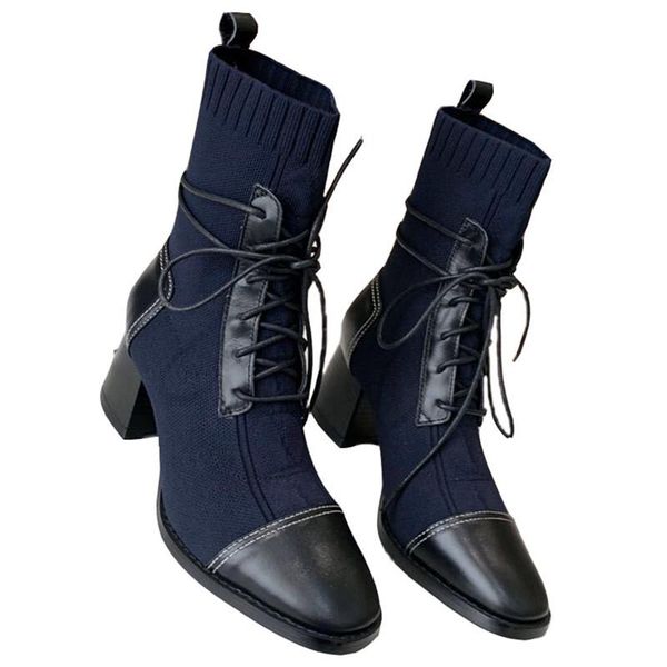 boots cotton women real leather knit fabric lace-up small round toe square heel winter shoes patchwork ankle booties lady, Black
boots cotton women real leather knit fabric lace-up small round toe square heel winter shoes patchwork ankle booties lady, Black