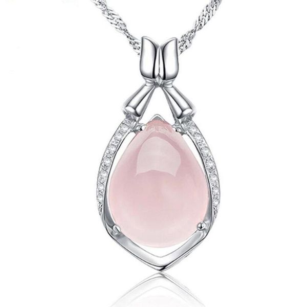 pendant necklaces luxury natural rose stone necklace quartz crystal with female version joker drop clavicle chain, Silver
pendant necklaces luxury natural rose stone necklace quartz crystal with female version joker drop clavicle chain, Silver