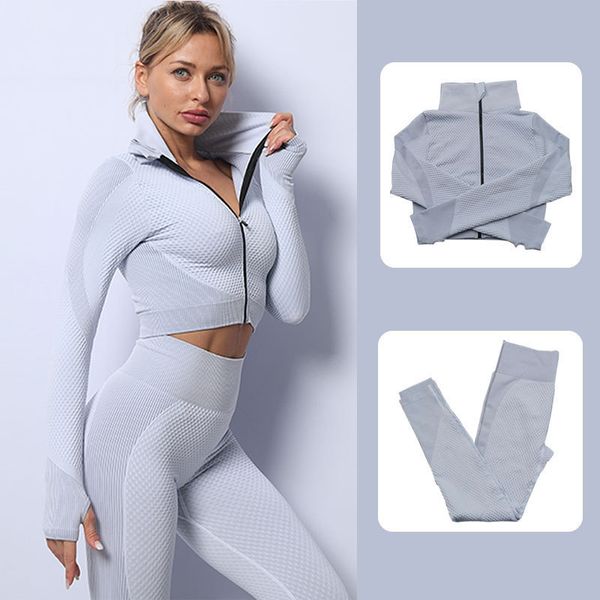 seamless moisture absorption and sweat wicking quick drying zipper jacket set exercise yoga suit fitness clothing for women, Gray
seamless moisture absorption and sweat wicking quick drying zipper jacket set exercise yoga suit fitness clothing for women, Gray