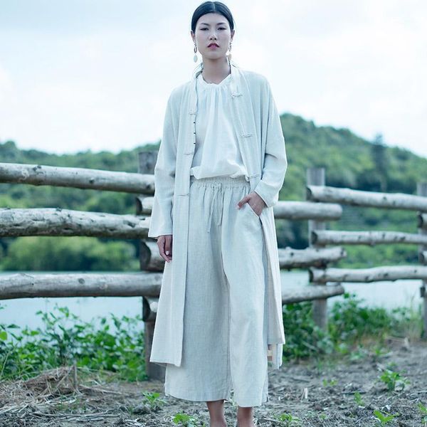 scuwlinen 2020 spring autumn women trench vintage chinese-style embroidery plate buttons linen jacket loose casual zen robe s9811, Tan;black
scuwlinen 2020 spring autumn women trench vintage chinese-style embroidery plate buttons linen jacket loose casual zen robe s9811, Tan;black
