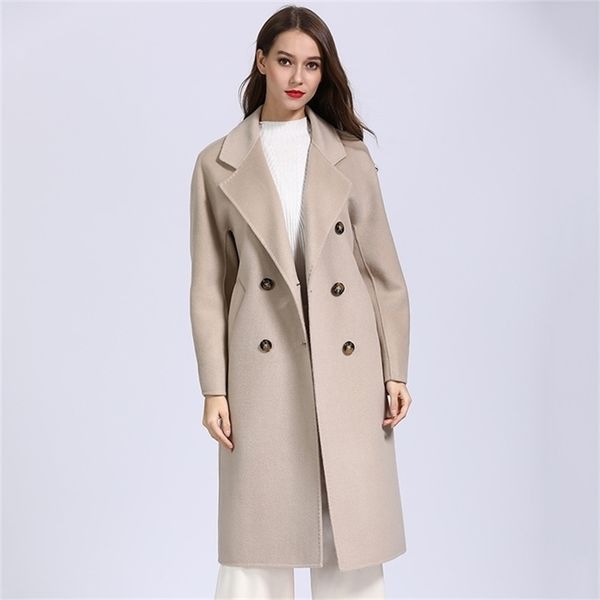 korean coats women pink coat double breasted coat camel coat coats women 201218, Black